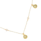 WHITE PEARL GOLD DOT CHARM NECKLACE