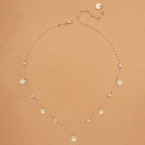 WHITE PEARL GOLD DOT CHARM NECKLACE