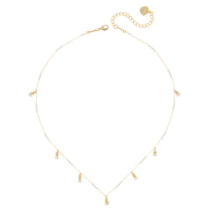 WHITE PEARL FISH CHARM NECKLACE