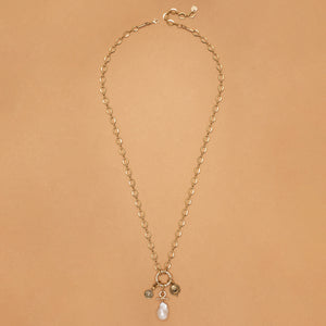 WHITE PEARL CHARM NECKLACE