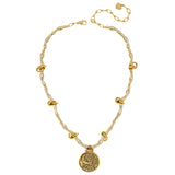 GOLD COIN AMULET NECKLACE