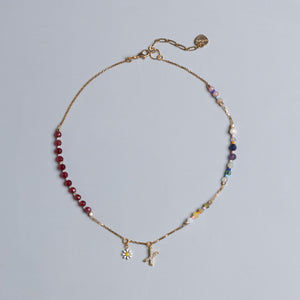 RUBY INITAL BIRTHSTONE NECKLACE (เลือกอักษร INITIAL ได้)