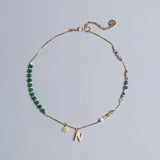EMERALD INITAL BIRTHSTONE NECKLACE (เลือกอักษร INITIAL ได้)