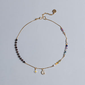 GARNET INITAL BIRTHSTONE NECKLACE (เลือกอักษร INITIAL ได้)