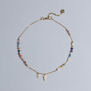 TOURMALINE INITAL BIRTHSTONE NECKLACE (เลือกอักษร INITIAL ได้)