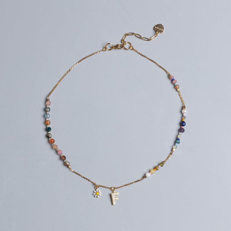 TOURMALINE INITAL BIRTHSTONE NECKLACE (เลือกอักษร INITIAL ได้)