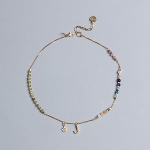 PERIDOT INITAL BIRTHSTONE NECKLACE (เลือกอักษร INITIAL ได้)