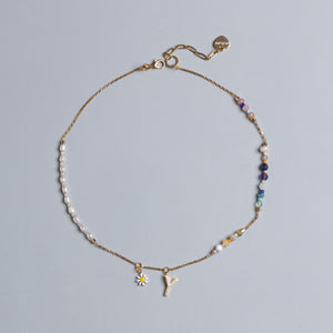 PEARL INITAL BIRTHSTONE NECKLACE (เลือกอักษร INITIAL ได้)