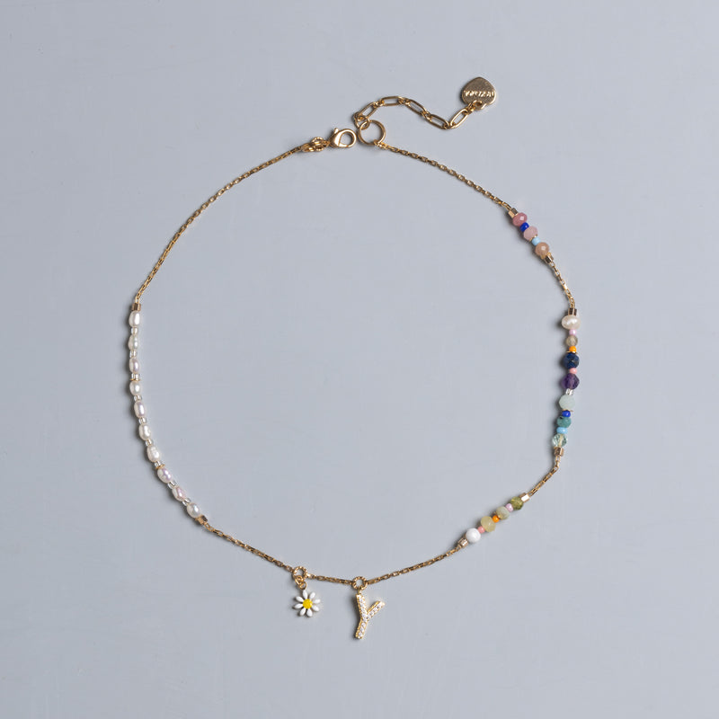 PEARL INITAL BIRTHSTONE NECKLACE (เลือกอักษร INITIAL ได้)