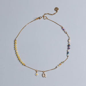 YELLOW JADE INITAL BIRTHSTONE NECKLACE (เลือกอักษร INITIAL ได้)