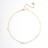 LONG WHITE PEARL BEAD SHORT NECKLACE