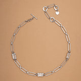 BAGUETTE CLEAR STONE CHAIN LINK NECKLACE