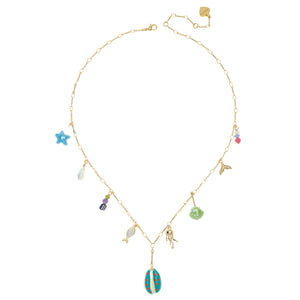 BLUE WAVES CHARM NECKLACE