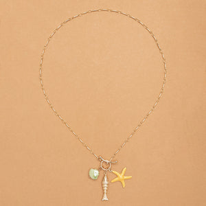 STAR FISH PEARL CHARM NECKLACE