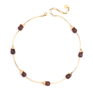 BROWN JASPER GOLD NECKLACE