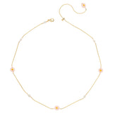 PINK FLOWER BEAD GOLD NECKLACE