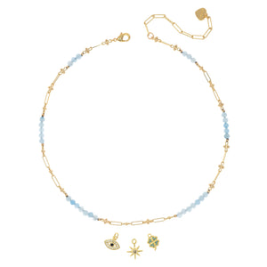 MOMMYS & ME AQURMARINE STONE  NECKLACE