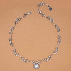 MOONSTONE CURVE BALL CHAIN NECKLACE
