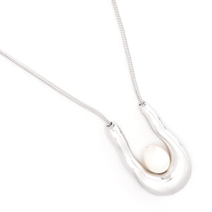 U RHODIUM PENDANT NECKLACE