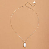 FLAT WHITE GOLD BEZEL PENDANT NECKLACE