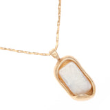 FLAT WHITE GOLD BEZEL PENDANT NECKLACE