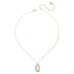 FLAT WHITE GOLD BEZEL PENDANT NECKLACE