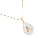 WHITE PEARL PENDANT NECKLACE INITIAL (เลือกตัวอักษรได้)