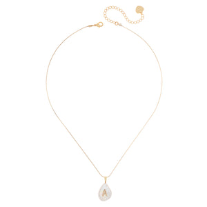 WHITE PEARL PENDANT NECKLACE INITIAL (เลือกตัวอักษรได้)