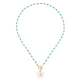 WHITE HEART PENDANT TURQUOISE ROSARY NECKLACE
