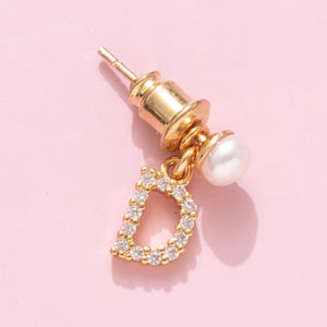 Mommy &amp; Me White Pearl "Earring" (เลือกอักษร Initial ได้)