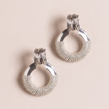 SILVER STUDDED HOOP EARRINGS