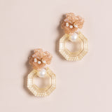 WHITE PEARL  FLORAL BLOOM EARRINGS