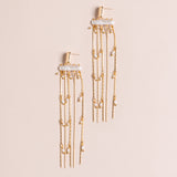 WHITE PEARL GOLD CHAIN FRINGE EARRINGS