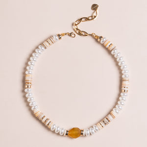WHITE PEARL MIX SINGLE STRAND NECKLACE