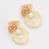 WHITE PEARL  FLORAL BLOOM EARRINGS