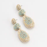 GOLD AND TEAL BEAD DROP EARRINGS