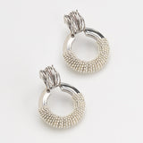 SILVER STUDDED HOOP EARRINGS
