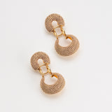 PEACH GOLD STUDDED EARRINGS