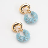 SKY BLUE BEADED FASHION EARRINGS