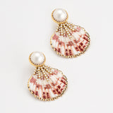 RED FAN SHELL EARRINGS