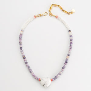 BLUE HEART SODALITE BEADED  NECKLACE