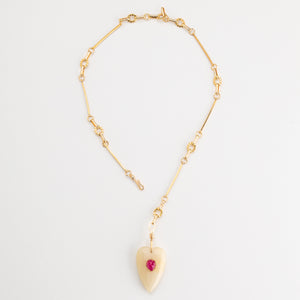 WHITE HEART CHAIN LINK NECKLACE