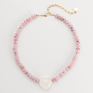 BLUE HEART BEADED  NECKLACE