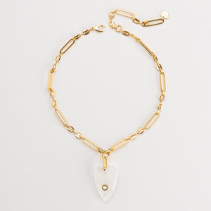 WHITE HEART PENDANT NECKLACE