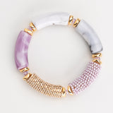 PURPLE WHITE BEAD WRAP STONE BRACELET