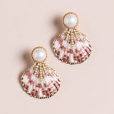 RED FAN SHELL EARRINGS