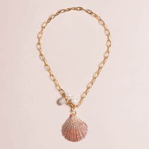 PEACH SHELL CHARM LINK NECKLACE