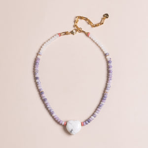 BLUE HEART SODALITE BEADED  NECKLACE
