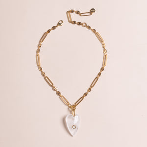 WHITE HEART PENDANT NECKLACE