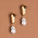 FREEFORM GOLD PEARL  DROP EARRINGS